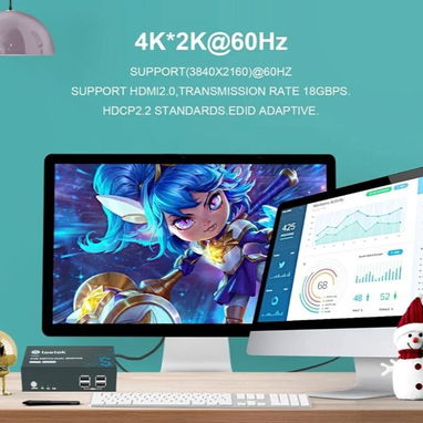 ☎️53544655 🛵 Entrega Disponible ⭐KVM Switch 2 Puertos Dual Monitor 4K@60Hz – HDMI 2.0 ⭐ - Img 115433955