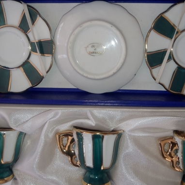 Mini tazas de té de porcelana (8 piezas) de la colección Golden Green de Duca di Bavaria - Img 121346693