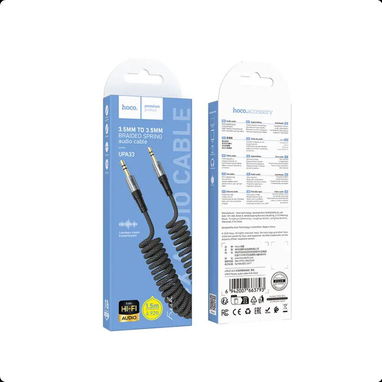 Cable de audio AUX negro de 1,5 m con conectores de 3,5 mm - Hoco UPA33 🌐 $1.59 - 6/6