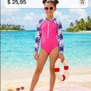 🌊✨TRUSA PARA NIÑA _ TALLA 10/12 AÑOS💓Diseño de mangas largas , color rosa y estampado de palmeras 🇺🇲 Máxima calidad - Img 56074079