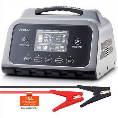 Cargador Inteligente VEVOR de 16A para Baterías LiFePO4 de 12-72 V y Plomo-Ácido de 6-72 V con LCD 🔶 $115 - 2/3