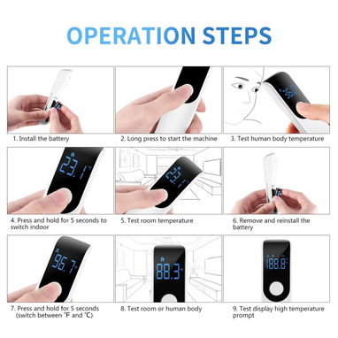🌡️👶🧑‍⚕️ Termómetro Digital Infrarrojo Sin Contacto – Frente, LCD, Alarma de Fiebre, Lectura Instantánea ℃/℉ - 3/8