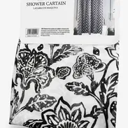 Cortina de Baño Textil Estampada (Floral Gris/Blanco) - Ningbo Home-Tex - SKU 6933544000008 - Img 55737530