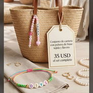 Conjunto de cartera para mujer con pulsera de frase tejida y llavero - Img 55744757
