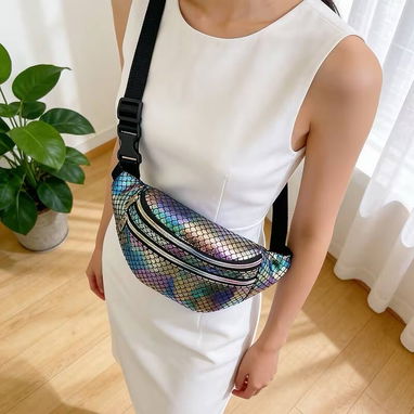 🍑Aerocandy Bolso de Cintura para Mujer – Diseño Láser Multicolor🍑 - 7/8