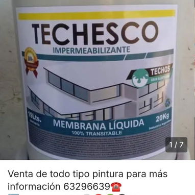 Venta de todo tipo pintura para más  información 63296639☎️   ➡️Impermeable ⚪🔴🟢⚫  En cubeta de 20 lts y 10 lts   ➡️Vin - 8/8