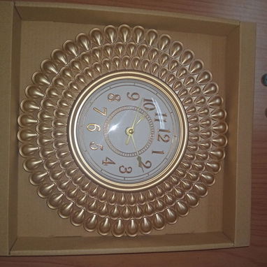 Reloj Pared 25cm Pétalos Dorados Números Visibles Sala VPT# - 4/6