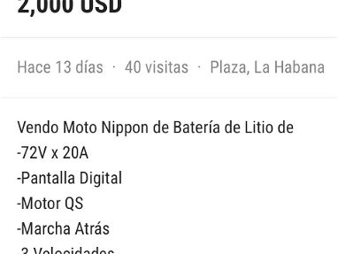 Moto Nippon con batería litio 72V 20A. - Img 62263126