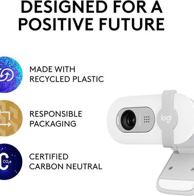 🎁 Webcam Logitech Brio 100 White ✅2MP, 1080p, 58°, FHD, tapa de privacidad, 1.5m, 30fps, 75g, Micrófono, Modern - Img 84027404