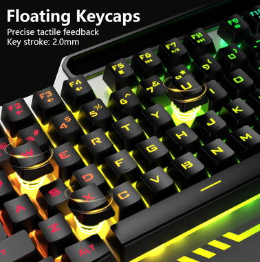 Juego Mouse (raton ) y Teclado Para juegos Aula T102 Black Iluminacon RGB mecánico anti-fantasma - Img 98288167