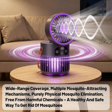 🌬️🦟💡 Ventilador portátil 3 en 1 con luz nocturna, mata mosquitos, 5 velocidades, batería 3600mAh recargable - 6/9