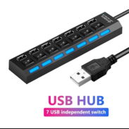 HUB USB 7 puertos,  Pie de rey digital. Audífonaos Bluetooth. Alarma auto-defensa 130 dB. Adapt.V5.0 Bluetooth-USB, - Img 45591192