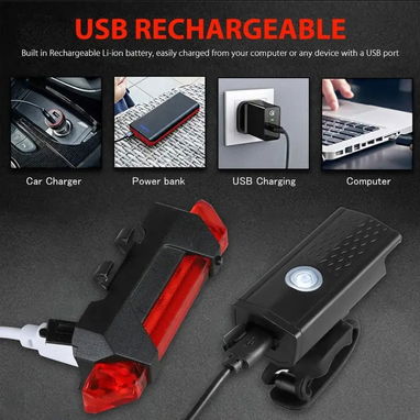 Luces de bicicletas y bicimoto delanteras y traseras carga usb - Img 58012797