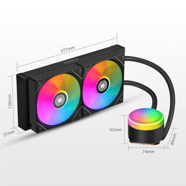 SAMA Enfriador líquido de CPU L40 AIO de 9.449 in, ventiladores ARGB PWM de hasta 2000 RPM, 52815418 - Img 120583821