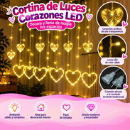 Cortina de luces LED con adornos de corazón Medida: 3 x 1 metro - Img 57896062