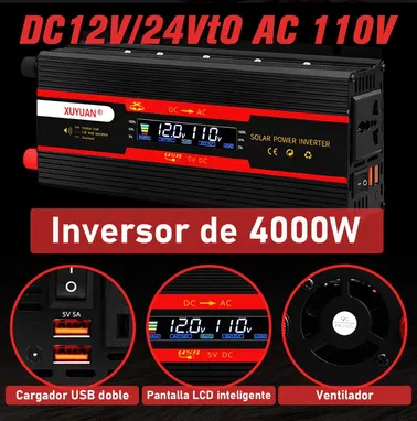 Inversor, Convertidor de corriente de 4000w 12V/24V a 110 V.     50077831 - Img 81824498