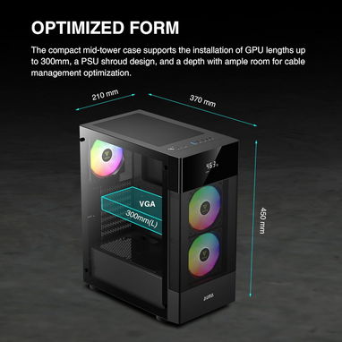 GAMDIAS ATX AURA GC5 MidTower con vidrio templado, 3 ventiladores RGB - Img 103733427
