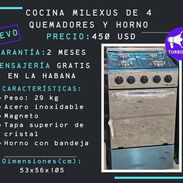 Cocina Milexus con Horno 4 Hornillas - Img 45152135
