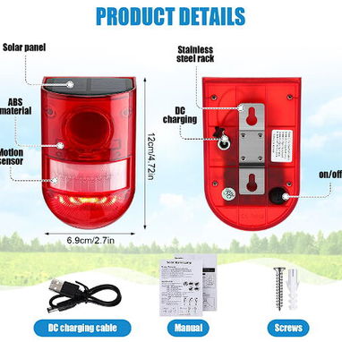 ALARMA SOLAR-SENSOR DE MOVIMIENTO, ALARMA BATERÍAS-SENSOR MOV, ALARMA-CUÑA PARA PUERTAS, LÁMPARA SOLAR DSEGURIDAD-SENSOR - 3/9