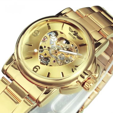 Reloj dorado lujoso para mujer, automático, pulsera mecánica, diseño en forma de corazón - 2/8