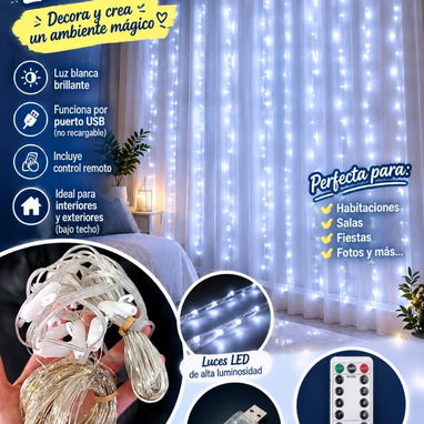 Guirnaldas de luces en forma de cortina miden 3x3 metros - 3/3