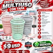 CESTO ENGOMADO MULTIUSO CON TAPA CON ENTREGA DE FACTURA. VARIEDAD DE ÚTILES DEL HOGAR, ELECTRODOMÉSTICOS, ETC - Img 57826464