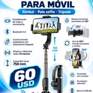 Palo de Selfie con estabilizador de vídeo electrónico, trípode y mando a distancia - Img 49380686