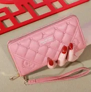 Monedero Mujer CALIDAD Excepcional Rosado Grande NUEVO Cartera Acolchada con Zipper y Correa Práctica - Img 48978301