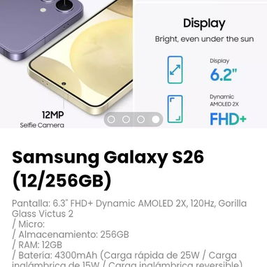 Samsung Galaxy S26 (12/256GB). No incluye cargador (solo cable USB-C). Nuevo en caja - Img 116544347