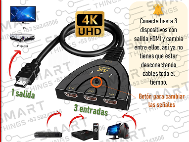 Selector HDMI 5x1* Switch HDMI 3 entrada 1 salida/ Switch HDMI 4K conecta varios equipos al monitor HDMI cajita, PC XBOX - Img main-image