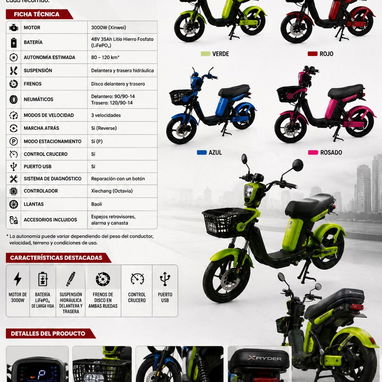 ¡Super Oferta Bicimoto Eléctrica X-RYDER! Nueva, Habana. Gran autonomía (80-100km). Precio Fijo 1300 USD. - 2/3