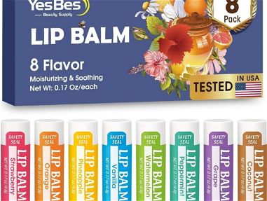 Paquete de 8 bálsamos labiales/bálsamo labial natural con vitamina E y aceite de coco/8sabores /new - Img main-image