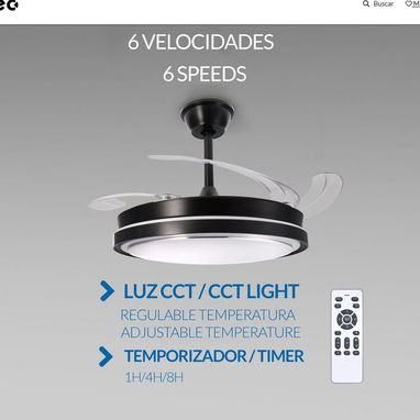 Ventilador de techo Nizzato 42 pulgadas Aspas Transparentes plegables, iluminación LED Bocina y Mando $130 USD Transp - Img 113679640