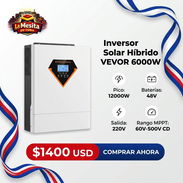 Inversor Solar Híbrido VEVOR de 6000W, Pico 12000V, 48V ,Voltaje de Salida 220V , Eficiencia de Conversion 94% - Img 57945854