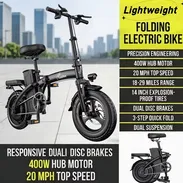 🚲 Bicicleta Eléctrica Plegable LockRun 400W – Compacta y potente - Img 55799165