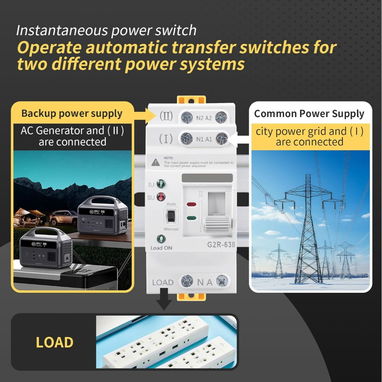 Mini ATS AC Interruptor de transferencia automática/manual 2P 63A 110V, ATS de transferencia manual para fuente de alime - Img 123698952