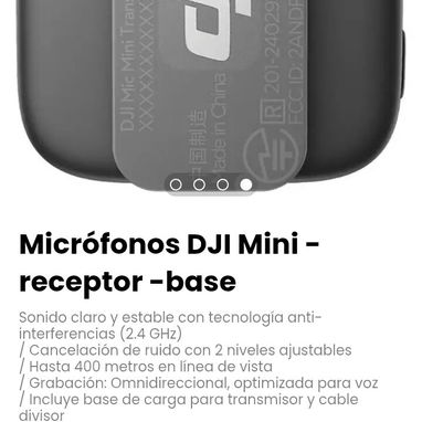 Micrófonos DJI Mini -receptor -base. Incluye base de carga para transmisor y cable divisor - Img 119890178