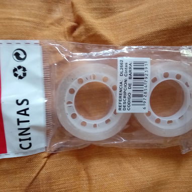 Cinta o precinta transparente. Estuche sellado de 2 rollitos - 2/3