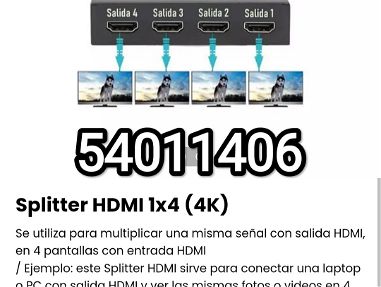 !!Splitter HDMI 1x4 (4K) Se utiliza para multiplicar una misma señal con salida HDMI, en 4 pantallas con entrada HDMI!! - Img main-image