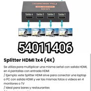 !!Splitter HDMI 1x4 (4K) Se utiliza para multiplicar una misma señal con salida HDMI, en 4 pantallas con entrada HDMI!! - Img 45446241