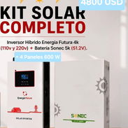 Kit solar (Inversor 4 KW + Batería 5 KW + 4 paneles solares 600 W) - Img 56619401