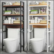 Estante organizador de metal y madera para baño (dh) - Img 57556898