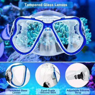 Máscara, visor en cristal anti empaño mas snorkel/snorkeling/bucear - Img 101310560