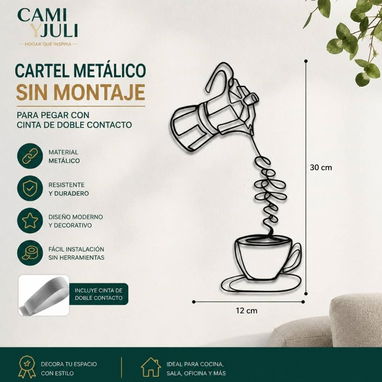 Juego de cuatro letreros y placas de metal elegantes, diseñados para decoración moderna minimalista - 2/3