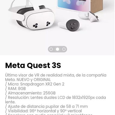 Meta Quest 3S. Visor de VR de realidad mixta, de la compañía Meta. NUEVO y ORIGINAL - Img 109740760