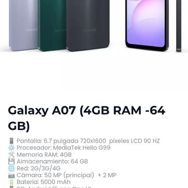 Teléfonos Samsung A06 y A07 - Img 121845028