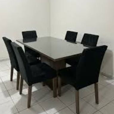 juego de comedor de 6 sillas color negro mesa con cristal importados en su caja 💯% calidad - 2/3