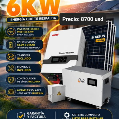 Kit solar: Inversor Must + batería + 6 paneles solares (oferta también sin paneles) - 2/2