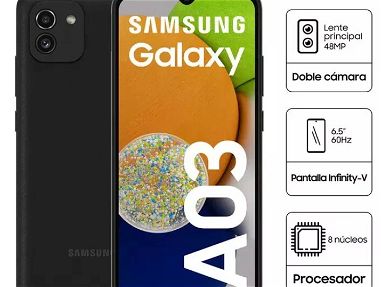 100USD-TELEFONO CELULAR Samsung Galaxy A03 (3/32GB)+ Mica + forro - Img main-image-45635249