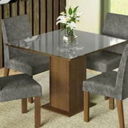 Juego de comedor importado de 4 sillas color gris con cristal en la mesa comunícate con Pedro - Img 52649123